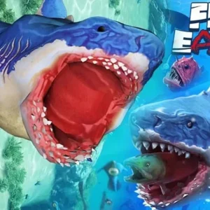 Fish in Fish Eater.io chomping on smaller fish.