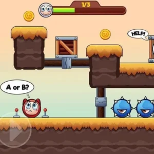Gameplay of Ball Bounce - Freaking Island showing the red ball navigating obstacles.