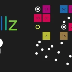 Gameplay of Ballz showing balls hitting bricks.
