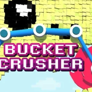 Gameplay of Bucket Crusher, showcasing the chainsaw cutting through a building.