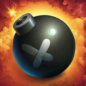 Gameplay of Captain TNT showing explosions and collapsing buildings.
