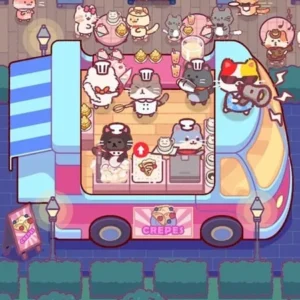 Gameplay of Cat Restaurant showing cats working in the kitchen.