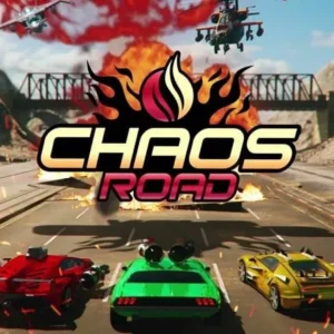 Gameplay of Chaos Road showing cars shooting at each other