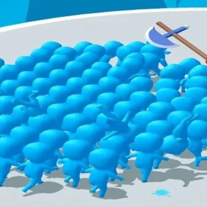 Gameplay of Count Masters showing a large crowd running through an obstacle course.