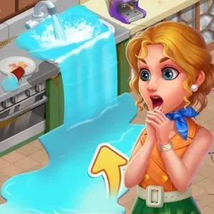 Gameplay of Happy Merge Cafe showing the merging mechanic.