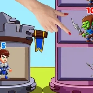 Gameplay of Hero Tower Wars showing the hero battling enemies