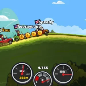 Gameplay of Hill Climb Racing 2 with different terrains.