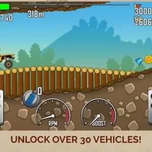 Gameplay of Hill Climb Racing showcasing its physics-based driving.