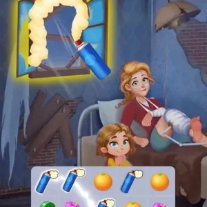 Gameplay of Home Rescue showing a match-3 puzzle.