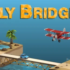 Gameplay of Poly Bridge 2 showing a car crossing a bridge.