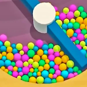 Gameplay of Sand Balls with colorful balls falling into a truck.