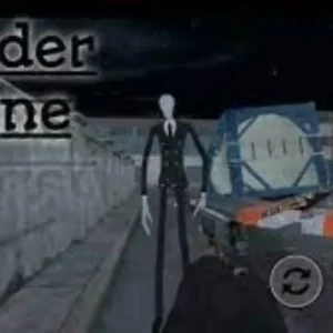 Gameplay of Slender Insane showcasing the dark environment and the character holding a gun.
