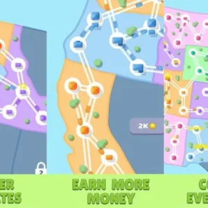 Gameplay of State Connect showing road connections between cities.