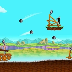 Gameplay of The Tank showing stickman shooting from a tank