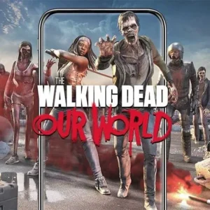 Gameplay of The Walking Dead Our World with a player shooting zombies.