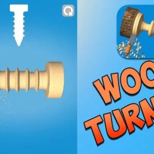 Gameplay of Woodturning showing wood carving process.