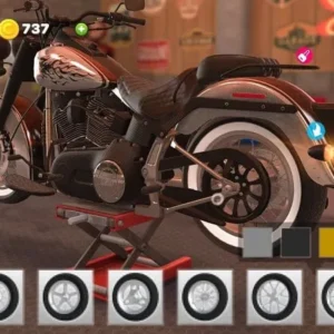 Gameplay screenshot of Bike Mechanic showing the match-3 puzzle.