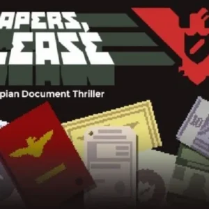 Gameplay screenshot of Papers, Please showing the inspection booth.
