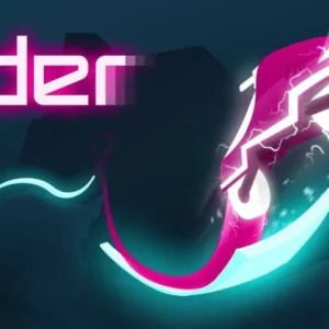 Gameplay screenshot of Rider showing a futuristic bike doing a flip.