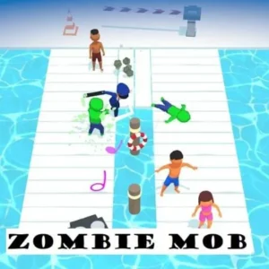 Gameplay screenshot of Zombie Mob showing zombies being launched from a cannon