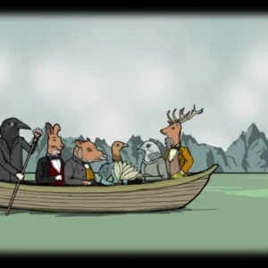 Guests arriving at the Rusty Lake Hotel