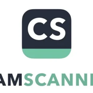 Image description of a phone scanning a document with CamScanner