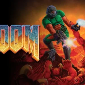 Intense demon slaying action in DOOM.