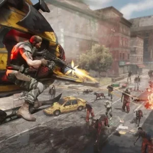 Intense zombie shooting action in ZOMBIE FIRE 3D.