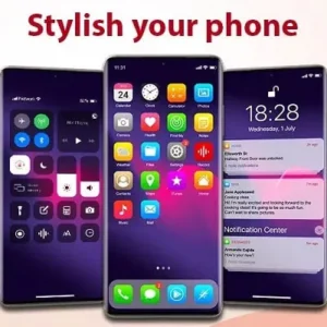 Launcher iPhone interface showcasing various iOS themes