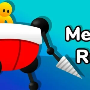 Mecha running through obstacles.