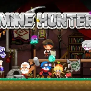 Pixelated character from Mine Hunter running in a mine.