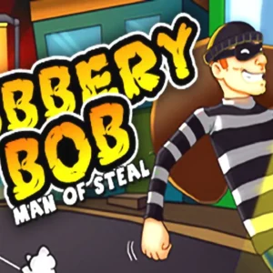 Robbery Bob sneaking around a house