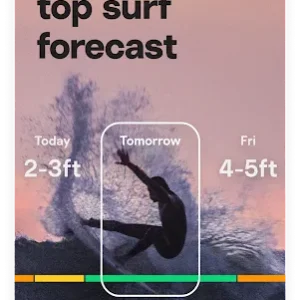 Surfline app interface displaying live cam view of a surf spot.