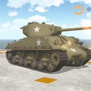 Tank driving through rough terrain
