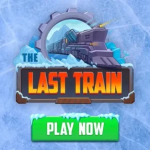 Train moving through a snowy landscape in The Last Train.