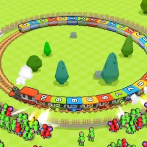 Train tracks with armed trains facing zombies.
